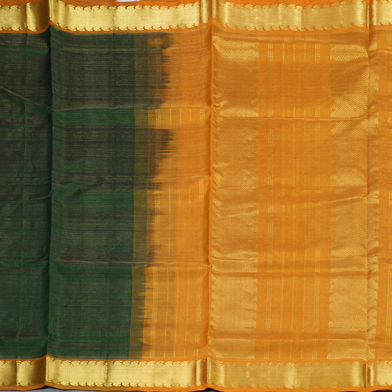 Hayagrivas Handloom Silk Cotton Saree in Refreshing Bottle Green SWBE809C5-9