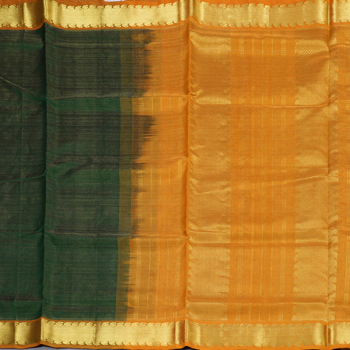 Hayagrivas Handloom Silk Cotton Saree in Refreshing Bottle Green SWBE809C5-9