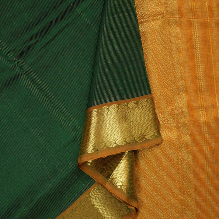 Hayagrivas Handloom Silk Cotton Saree in Refreshing Bottle Green SWBE809C5-9