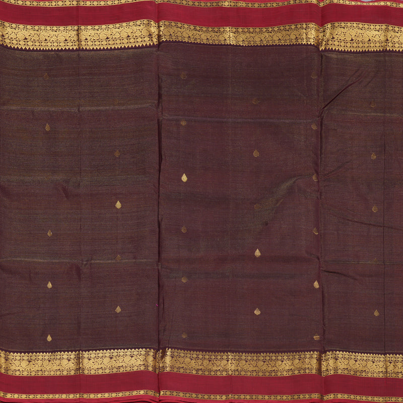 Hayagrivas Handloom Vairaoosi Silk Cotton Saree in Lavish Dark Brown SWBE809C6-1