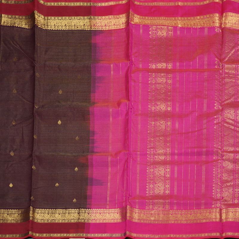 Hayagrivas Handloom Vairaoosi Silk Cotton Saree in Lavish Dark Brown SWBE809C6-1