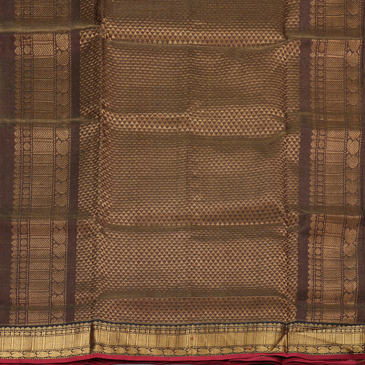 Hayagrivas Handloom Vairaoosi Silk Cotton Saree in Elegant Dark Brown SWBE809C6-3