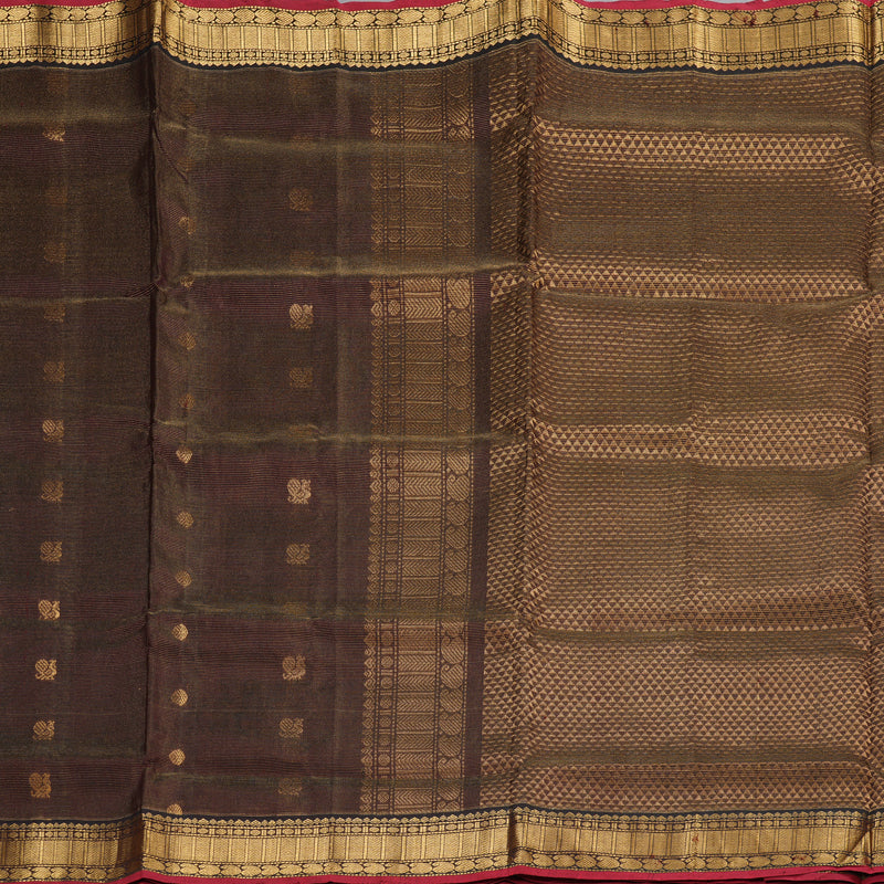 Hayagrivas Handloom Vairaoosi Silk Cotton Saree in Elegant Dark Brown SWBE809C6-3