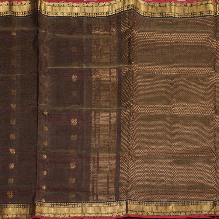 Hayagrivas Handloom Vairaoosi Silk Cotton Saree in Elegant Dark Brown SWBE809C6-3