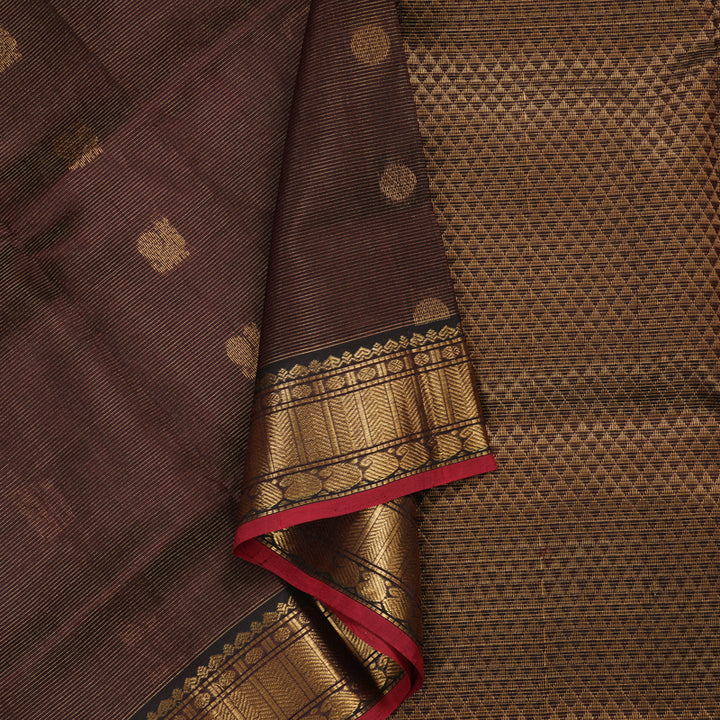 Hayagrivas Handloom Vairaoosi Silk Cotton Saree in Elegant Dark Brown SWBE809C6-3