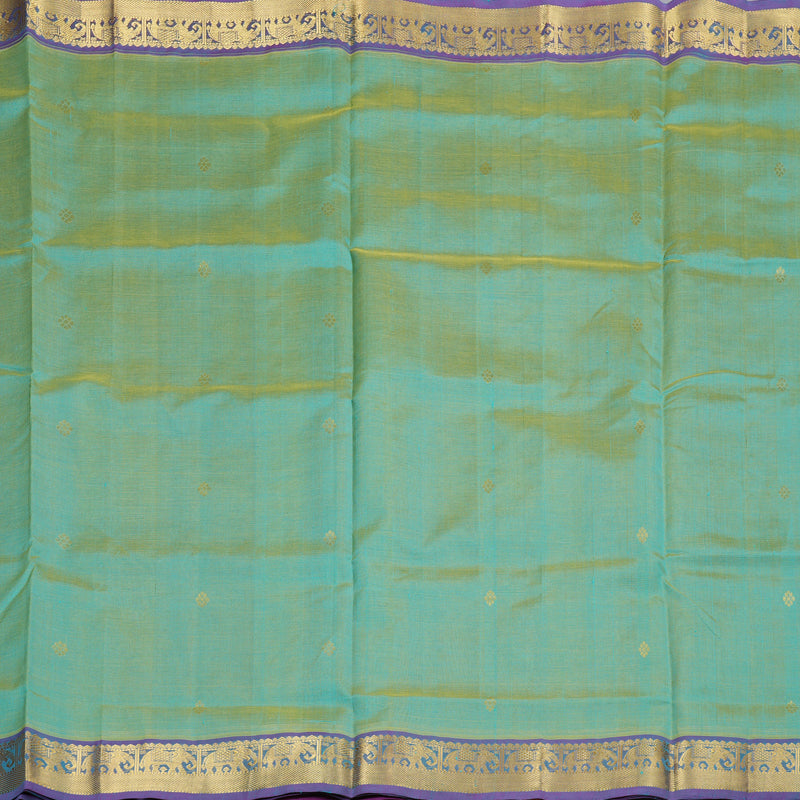 Hayagrivas Handloom Silk Cotton Saree in Decadent Sea Green SWBE809C6-4