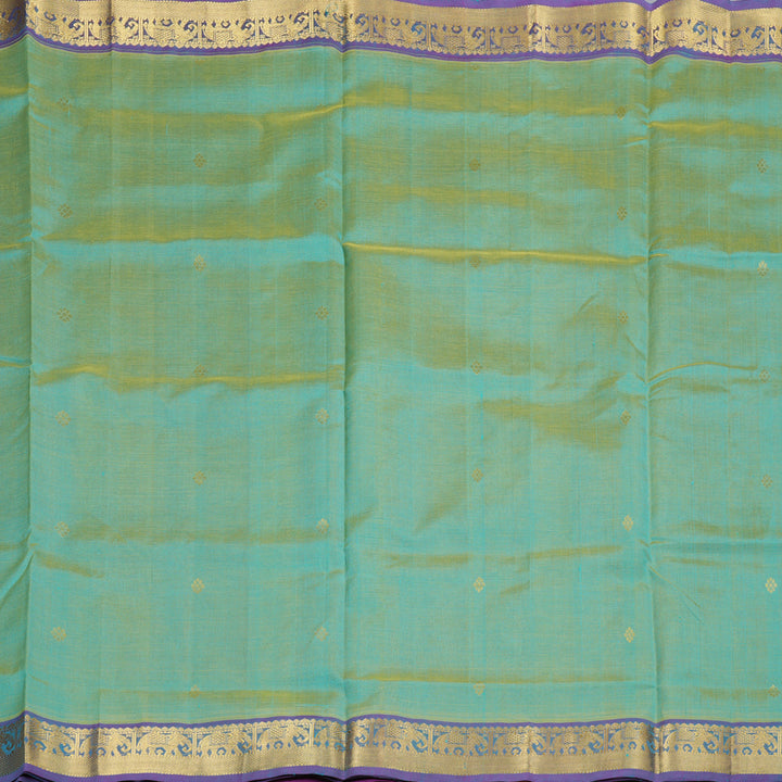 Hayagrivas Handloom Silk Cotton Saree in Decadent Sea Green SWBE809C6-4