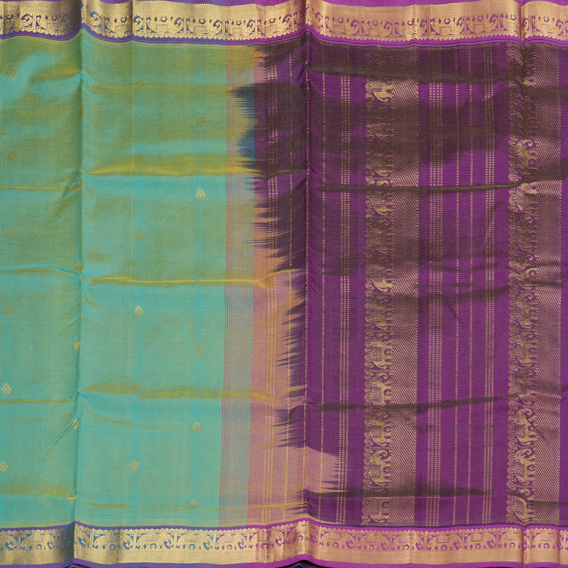 Hayagrivas Handloom Silk Cotton Saree in Decadent Sea Green SWBE809C6-4