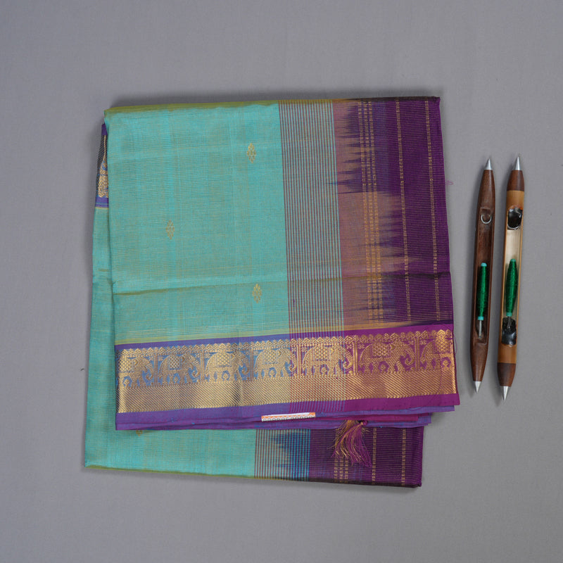 Hayagrivas Handloom Silk Cotton Saree in Alluring Sea Green SWBE809C6-8