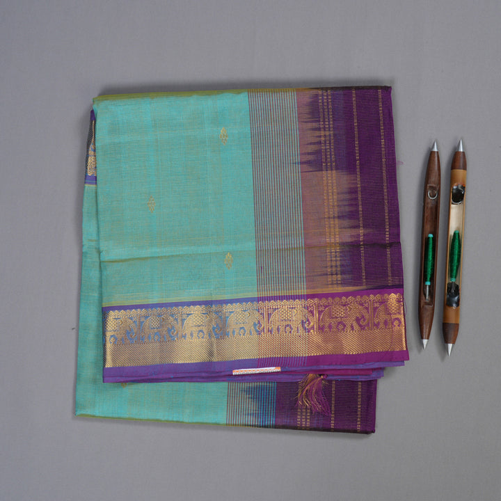 Hayagrivas Handloom Silk Cotton Saree in Alluring Sea Green SWBE809C6-8
