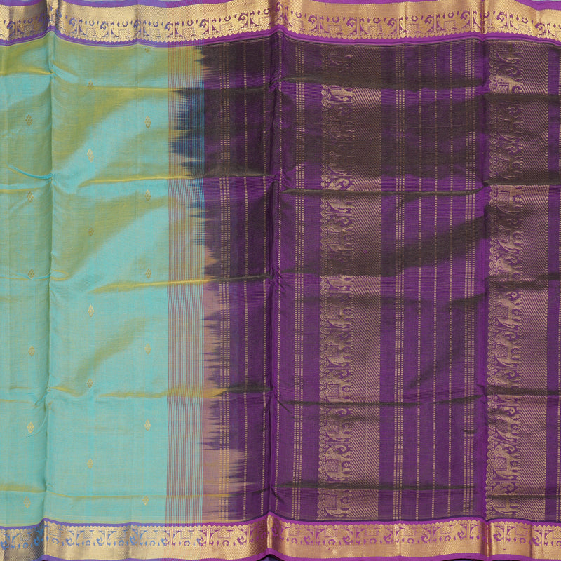 Hayagrivas Handloom Silk Cotton Saree in Alluring Sea Green SWBE809C6-8