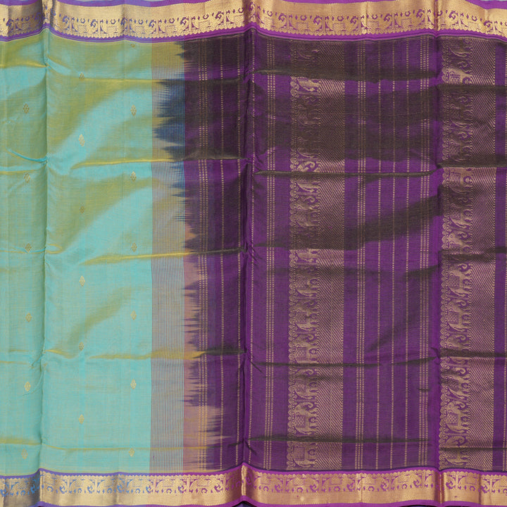 Hayagrivas Handloom Silk Cotton Saree in Alluring Sea Green SWBE809C6-8