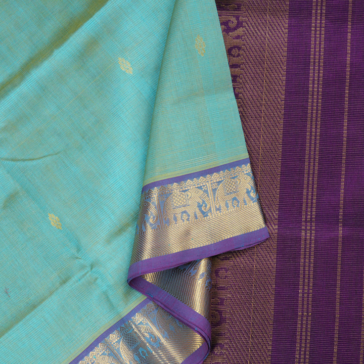 Hayagrivas Handloom Silk Cotton Saree in Alluring Sea Green SWBE809C6-8
