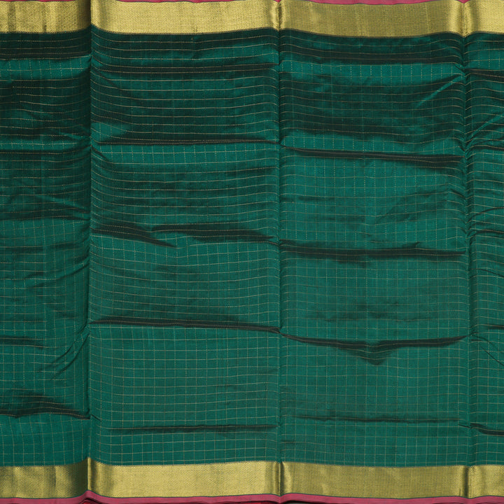 Hayagrivas Handloom Silk Cotton Saree in Mesmerizing Bottle Green SWBE809C7-1
