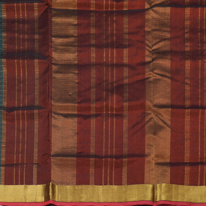 Hayagrivas Handloom Silk Cotton Saree in Mesmerizing Bottle Green SWBE809C7-1