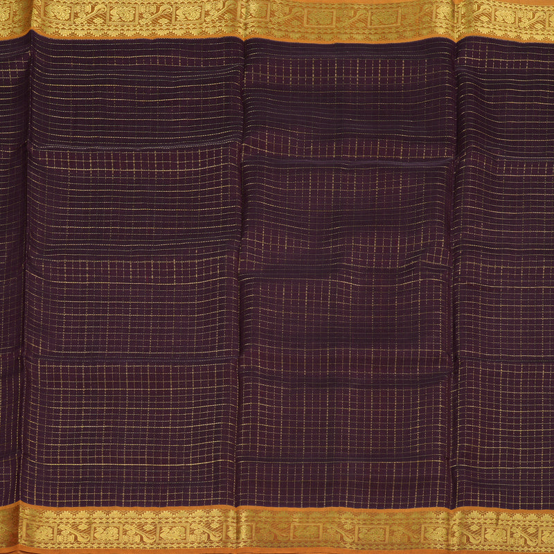Hayagrivas Handloom Silk Cotton Saree in Luxe Dark Brown SWBE809C7-2
