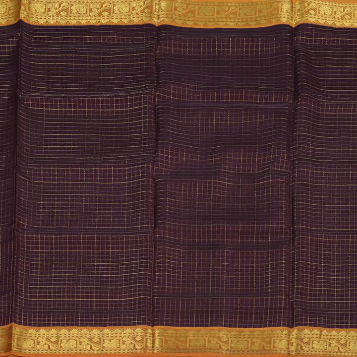 Hayagrivas Handloom Silk Cotton Saree in Luxe Dark Brown SWBE809C7-2