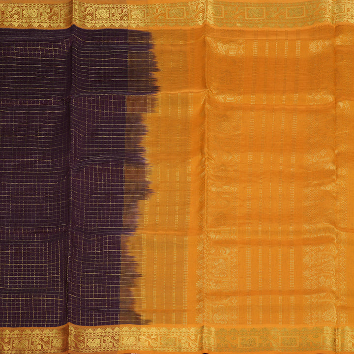 Hayagrivas Handloom Silk Cotton Saree in Luxe Dark Brown SWBE809C7-2
