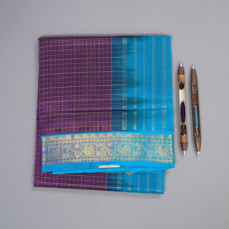 Hayagrivas Handloom Silk Cotton Saree in Rich-Toned Dark Purple SWBE809C7-4