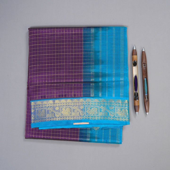 Hayagrivas Handloom Silk Cotton Saree in Rich-Toned Dark Purple SWBE809C7-4
