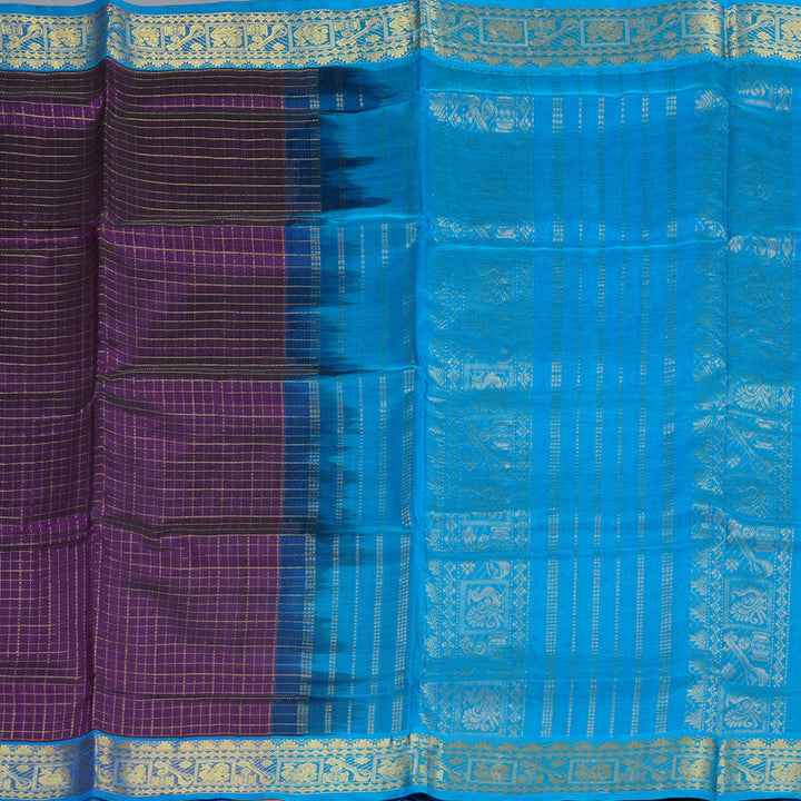 Hayagrivas Handloom Silk Cotton Saree in Rich-Toned Dark Purple SWBE809C7-4
