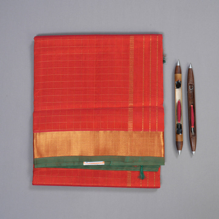 Hayagrivas Handloom Silk Cotton Saree in Majestic Orange SWBE809C7-5