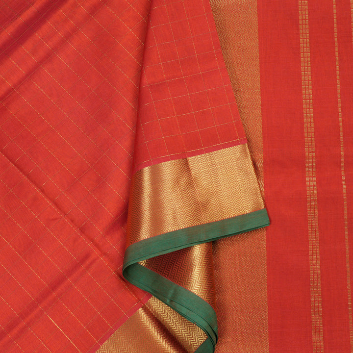 Hayagrivas Handloom Silk Cotton Saree in Majestic Orange SWBE809C7-5