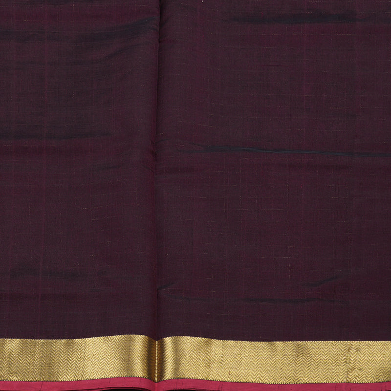 Hayagrivas Handloom Silk Cotton Saree in Exquisite Dark Brown SWBE809C7-7