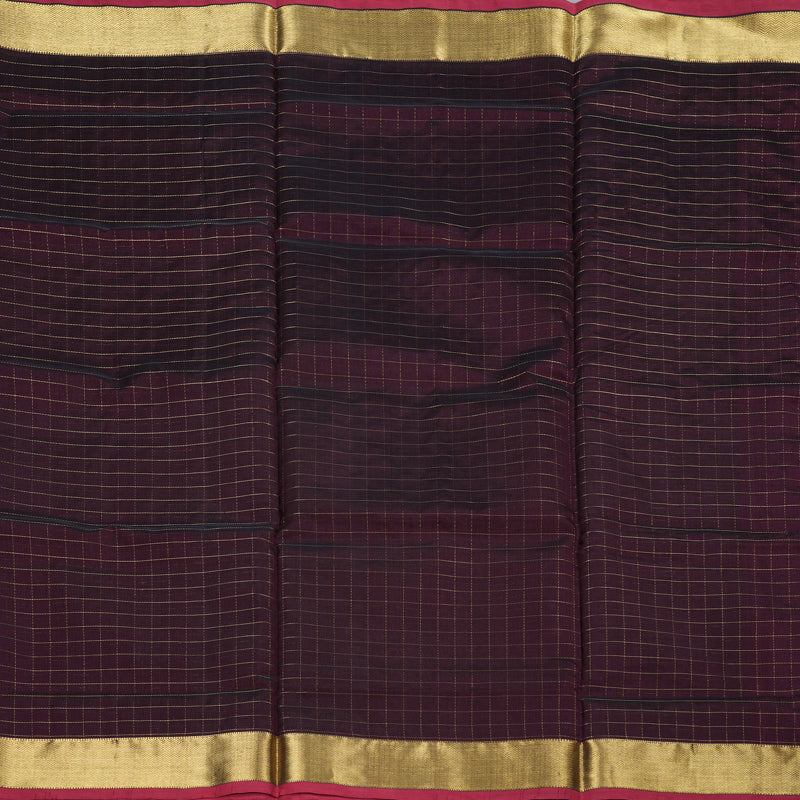 Hayagrivas Handloom Silk Cotton Saree in Exquisite Dark Brown SWBE809C7-7