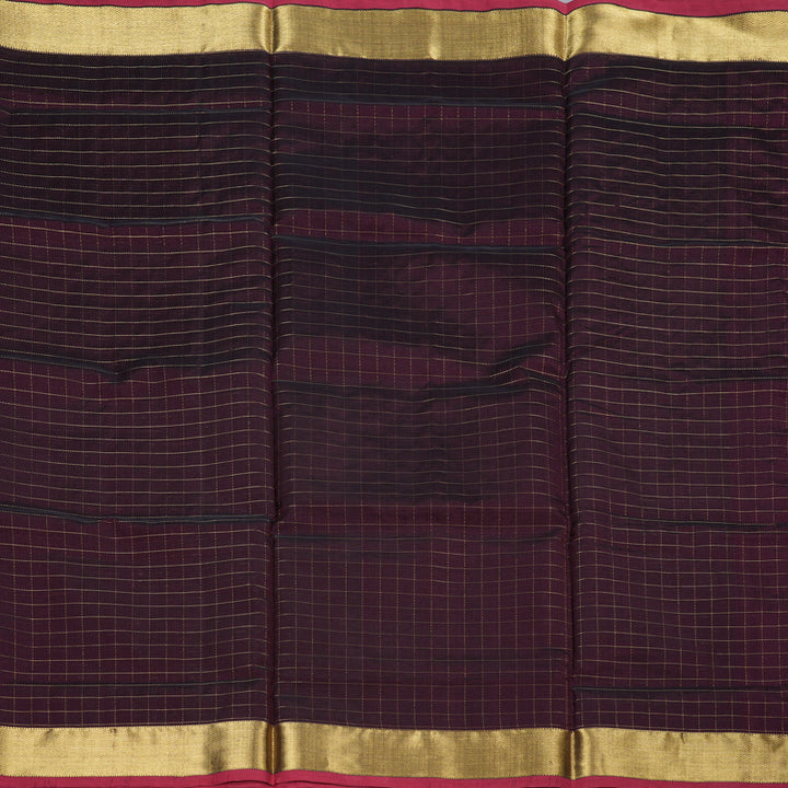 Hayagrivas Handloom Silk Cotton Saree in Exquisite Dark Brown SWBE809C7-7