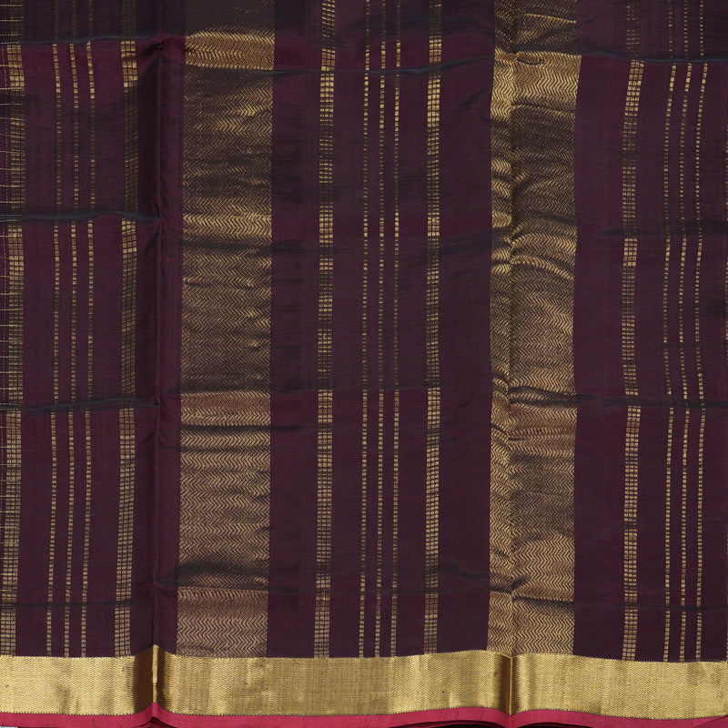 Hayagrivas Handloom Silk Cotton Saree in Exquisite Dark Brown SWBE809C7-7