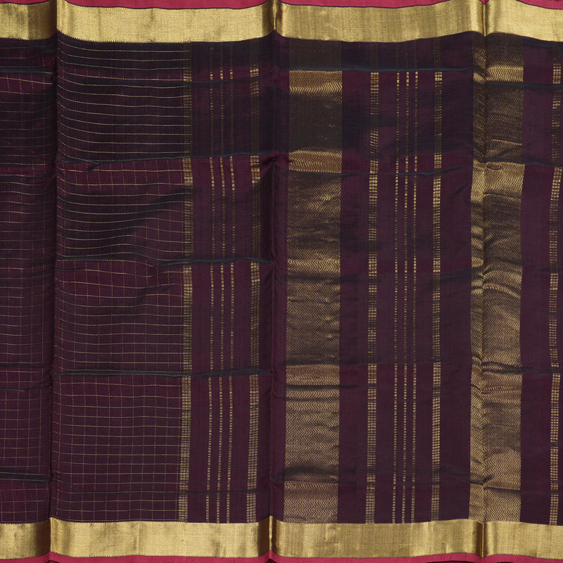 Hayagrivas Handloom Silk Cotton Saree in Exquisite Dark Brown SWBE809C7-7