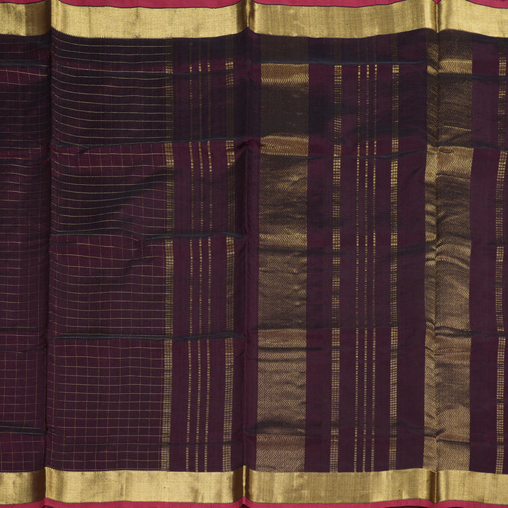 Hayagrivas Handloom Silk Cotton Saree in Exquisite Dark Brown SWBE809C7-7