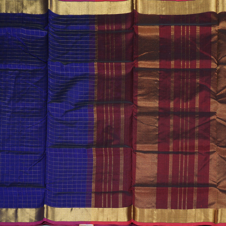 Hayagrivas Handloom Silk Cotton Saree in Luxurious Blue SWBE809C7-8