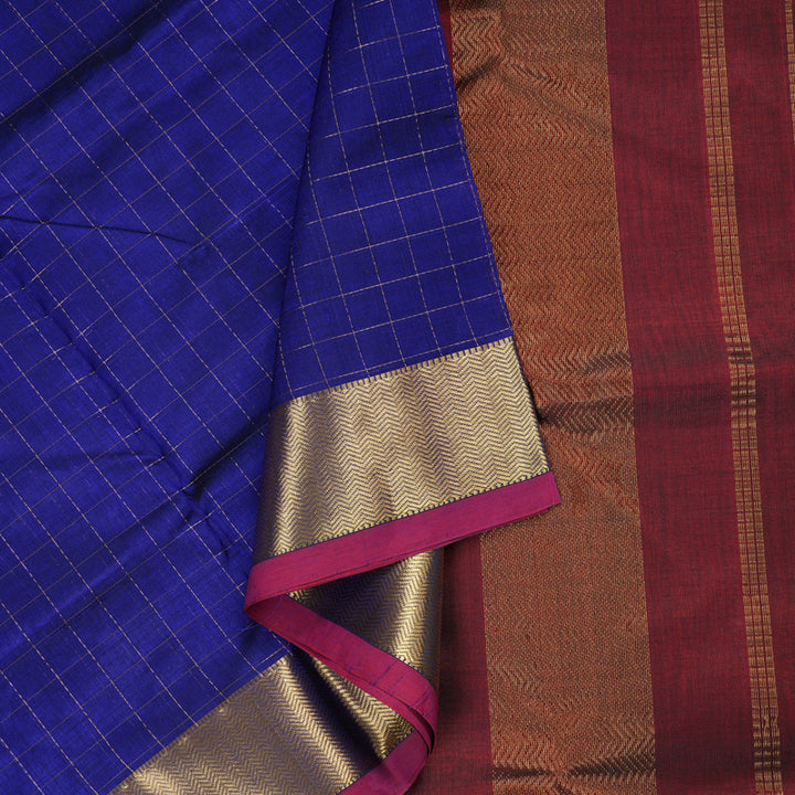 Hayagrivas Handloom Silk Cotton Saree in Luxurious Blue SWBE809C7-8