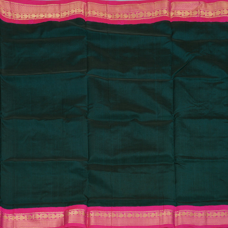 Hayagrivas Handloom Silk Cotton Saree in Gorgeous Bottle Green SWBE809C8-1