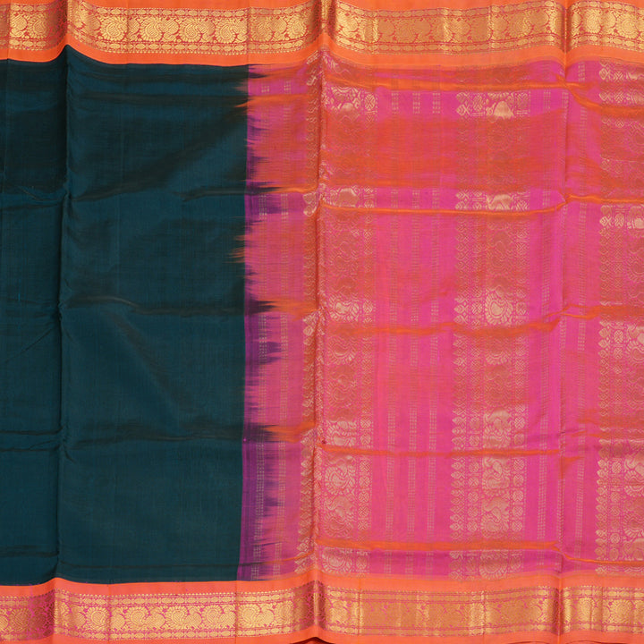 Hayagrivas Handloom Silk Cotton Saree in Elegant Bottle Green SWBE809C8-4