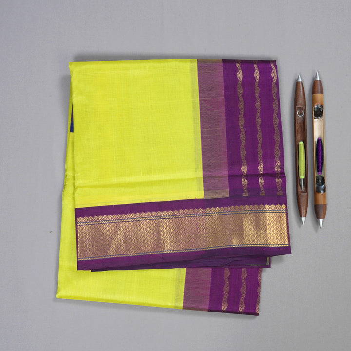 Hayagrivas Handloom Silk Cotton Saree in Captivating Lemon Yellow SWBE809C8-5
