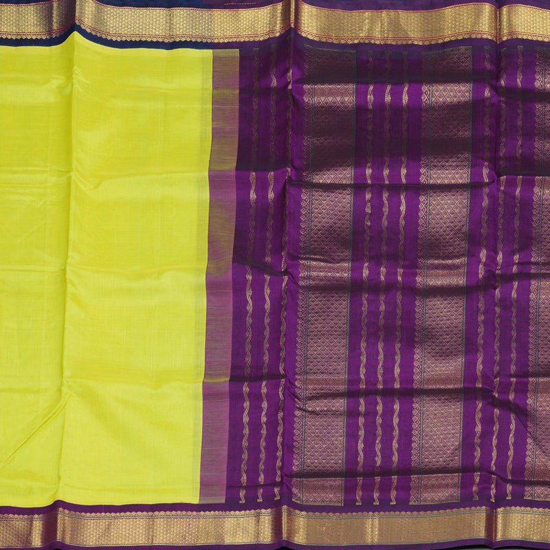 Hayagrivas Handloom Silk Cotton Saree in Captivating Lemon Yellow SWBE809C8-5