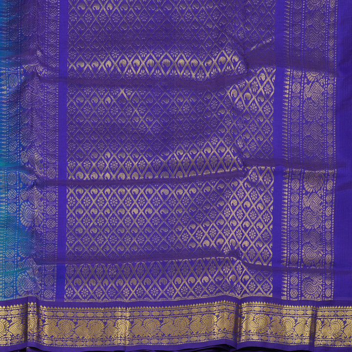 Hayagrivas Handloom Silk Cotton Saree in Emerald Blue SWBE809C8-6
