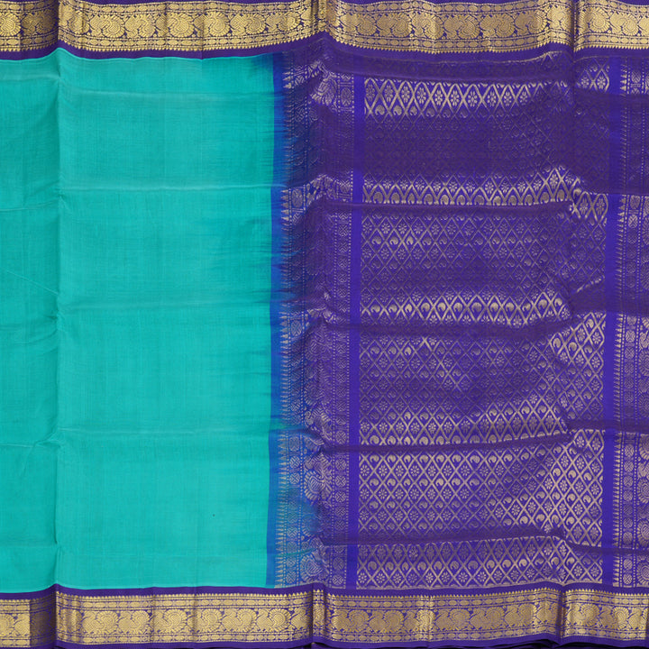 Hayagrivas Handloom Silk Cotton Saree in Emerald Blue SWBE809C8-6