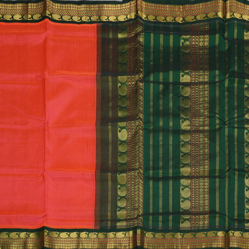 Hayagrivas Handloom Silk Cotton Saree in Ravishing Orange SWBE809C9-2