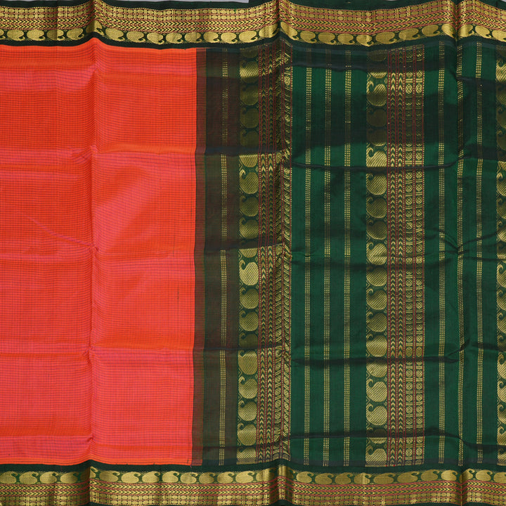 Hayagrivas Handloom Silk Cotton Saree in Ravishing Orange SWBE809C9-2