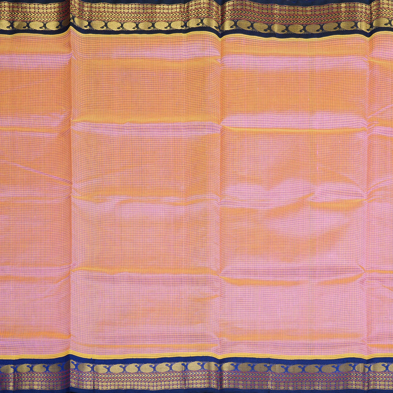 Hayagrivas Handloom Silk Cotton Saree in Luxurious Dual Tone (Pink with Yellow) SWBE809C9-3