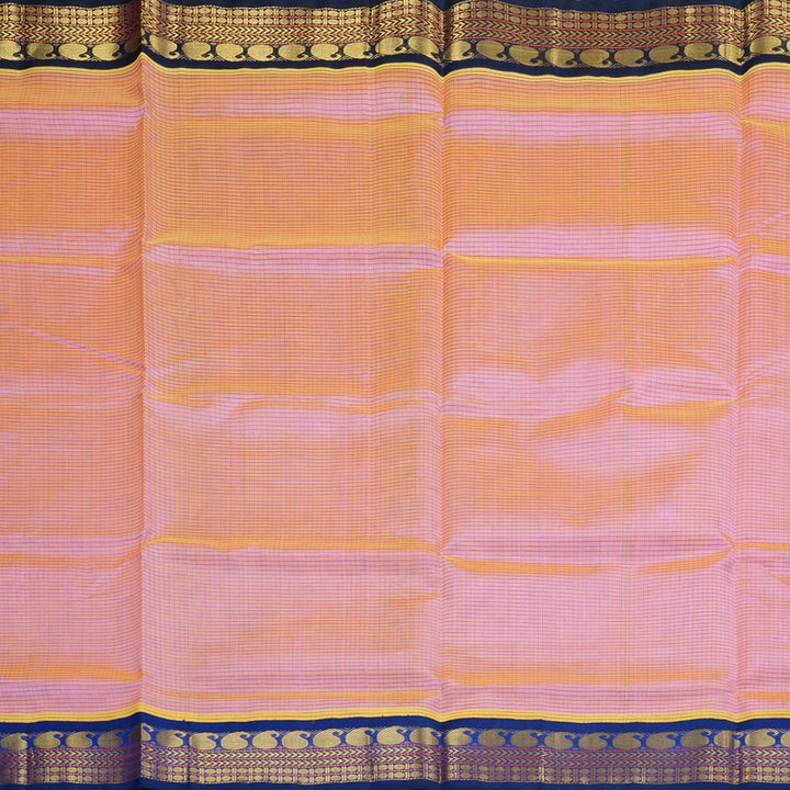 Hayagrivas Handloom Silk Cotton Saree in Luxurious Dual Tone (Pink with Yellow) SWBE809C9-3