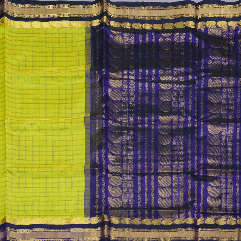 Hayagrivas Handloom Silk Cotton Saree in a Stunning Lime Green Colour SWBE809C9-5
