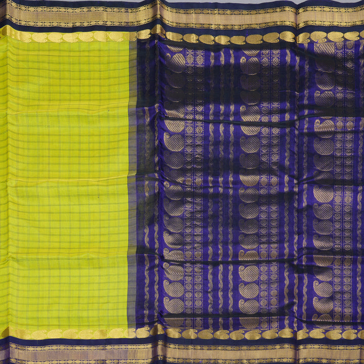 Hayagrivas Handloom Silk Cotton Saree in a Stunning Lime Green Colour SWBE809C9-5