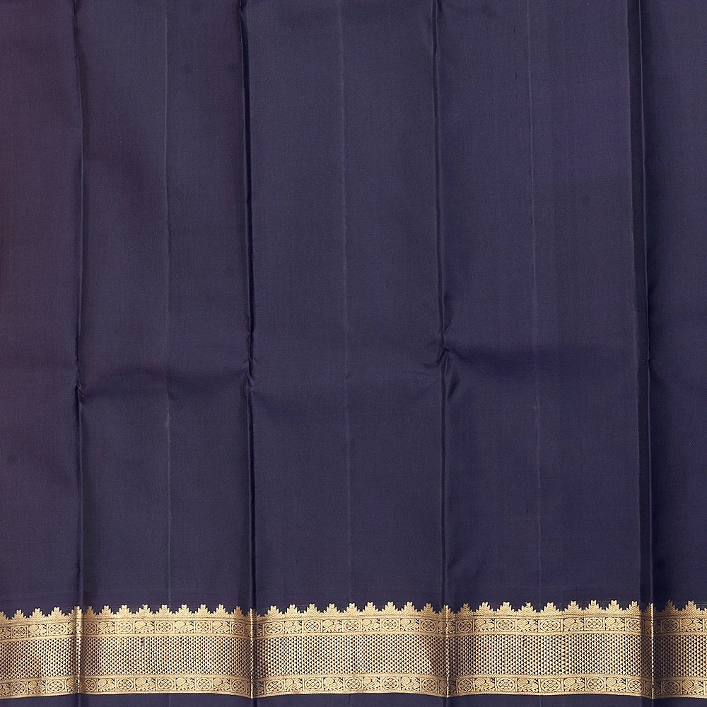 Hayagrivas Handloom Mambazham Orange Kanjivaram Silk Saree with Navy Blue Border KBF246E2-5