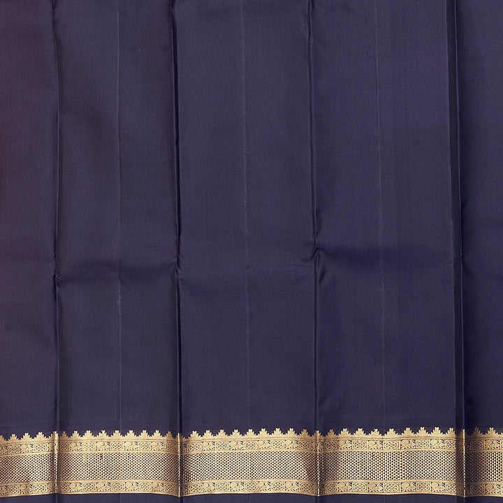 Hayagrivas Handloom Mambazham Orange Kanjivaram Silk Saree with Navy Blue Border KBF246E2-5