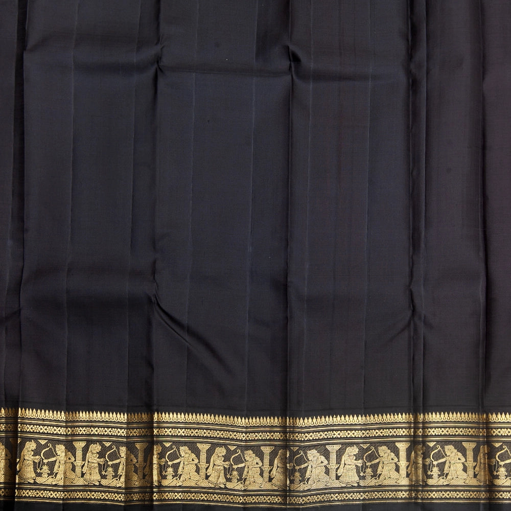 Hayagrivas Handloom Red Kanjivaram Silk Saree with Black Border KBF230E14-1